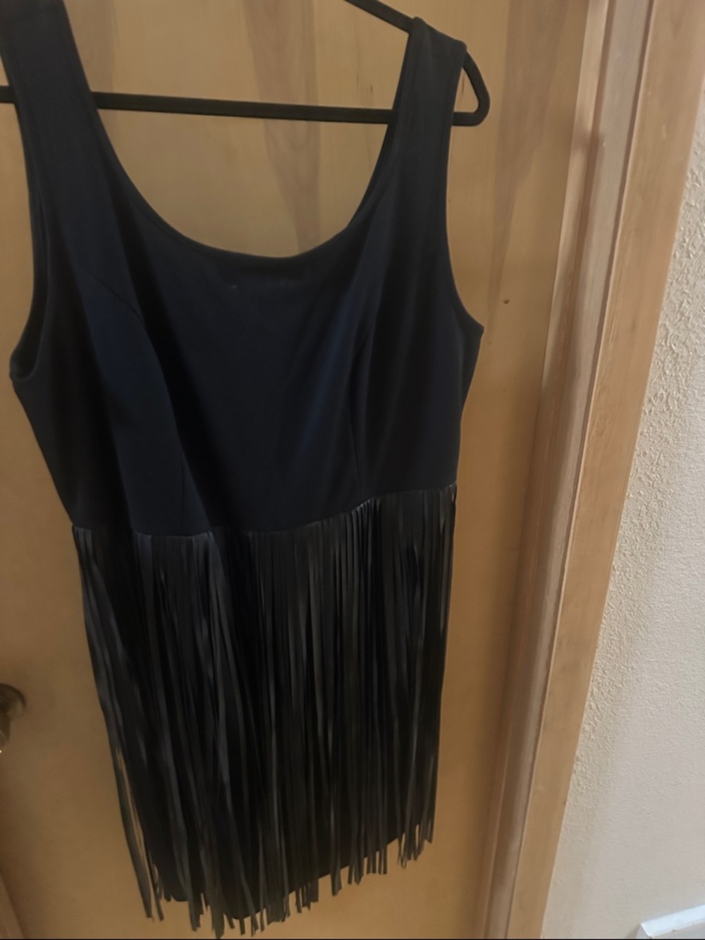 Lane Bryant Black Sleeveless Fringe Mini Dress